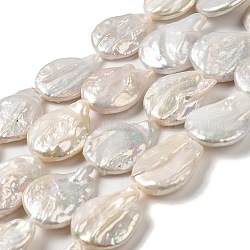 Natürliche Keshiperlen Stränge, barocke Perlen, kultivierte Süßwasserperle, Träne, alte Spitze, 24~28x19~21x5~8 mm, Bohrung: 0.6 mm, ca. 16 Stk. / Strang, 15.83~16.42'' (40.2~41.7 cm)