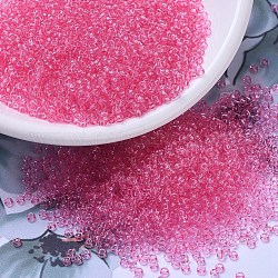 Perline rotonde miyuki rocailles, perline giapponesi, (rr1319) tinto rosa caldo trasparente, 11/0, 2x1.3mm, Foro: 0.8 mm, su 1100pcs / bottiglia, 10 g / bottiglia