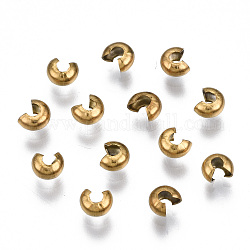 304 acero inoxidable perlas de engarce de cubre, galjanoplastia del vacío, dorado, 4x3.5x2.5mm, agujero: 1.4 mm