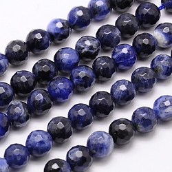 Chapelets de perles en sodalite naturelle, facette, ronde, 8mm, Trou: 1mm, Environ 46 pcs/chapelet, 15.75 pouce