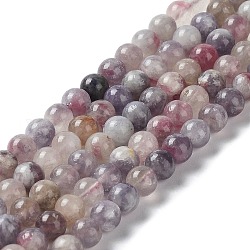 Perles de tourmaline fleurs de prunier naturel brins, ronde, 6mm, Trou: 0.9mm, Environ 67~68 pcs/chapelet, 38.6~39.1 cm