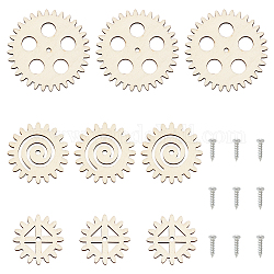 OLYCRAFT 3Sets Unfinished Wood Gear Sets Blank Wood Slices with Screws Gear Shape Wooden Slices Natural Wood Cutouts for DIY Project Painting Drawing Home Party Decoration Crafts