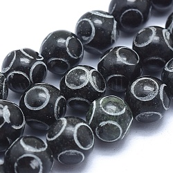 Natur Xiuyan Jade Perle Stränge, Runde, 9~10 mm, Bohrung: 1~1.2 mm, ca. 41~46 Stk. / Strang, 15.5 Zoll (39.5 cm)