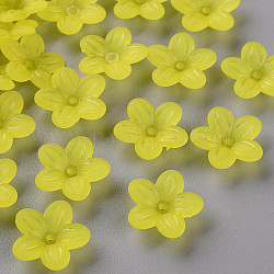 Coupelles en acrylique mat, 5 pétales, fleur, jaune, 19.5x20x5.5mm, Trou: 1.6mm, environ 740 pcs/500 g