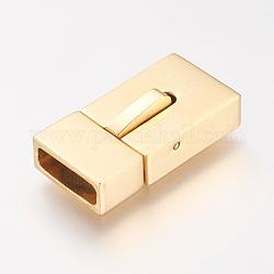 304 Edelstahl-Magnet Schließen, Ionenbeschichtung (ip), Rechteck, golden, 23x12x6 mm, Bohrung: 3x10 mm