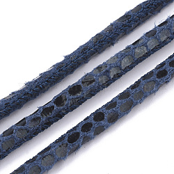Pu Lederbänder, Nachahmung Schlangenhaut, marineblau, 4~5 mm, ca. 21.87 Yard (20m)/Rolle