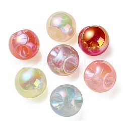 Placage uv perles acryliques irisées arc-en-ciel, avec de la poudre de paillettes, ronde, couleur mixte, 18.5mm, Trou: 4mm