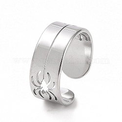 304 полое кольцо из нержавеющей стали с открытой манжетой в форме паука для женщин, цвет нержавеющей стали, внутренний диаметр: 17 мм