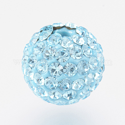 Perles strass tchèques, pp9 (1.5~1.6mm), Perles de boule pavé disco , fimo , ronde, 202 _aquamarine, 7.5~8mm, Trou: 1.8mm, 70~75pcs strass / balle.