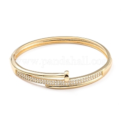 Clear Cubic Zirconia Hinged Bangle, Brass Jewelry for Women, Cadmium Free & Lead Free, Real 18K Gold Plated, Inner Diameter: 2-3/8X2-1/8 inch(6.1x5.35cm)