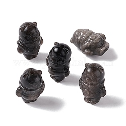 Natürliche silberne Obsidianperlen, Bär, 19x14x10.5 mm, Bohrung: 1.5 mm