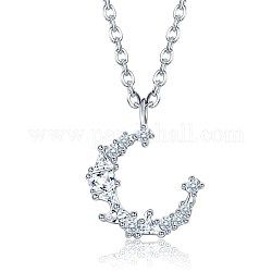925 подвесные стерлингового серебра ожерелья, с австрийской кристалла, луна, платина, кристалл
