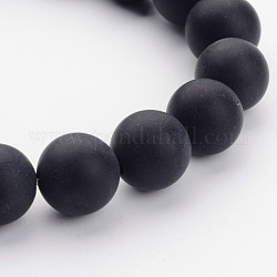 Grade A chapelets de perles rondes en agate noire mate naturelle, teinte, 10mm, Trou: 1mm, Environ 39 pcs/chapelet, 16 pouce
