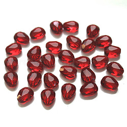 Imitation Austrian Crystal Beads, Grade AAA, Faceted, teardrop, Dark Red, 10x8x3.5mm, Hole: 0.9~1mm