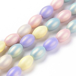 Brins de perles de résine peintes à la bombe, de Style caoutchouté, ovale, couleur mixte, 13.2x9mm, trou: 1.6mm, environ 30 pcs/chapelet, 15.55'' (39.5 cm)