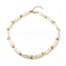 ABS Imitation Pearl & Synthetic Hematite Beaded Necklace for Women, Gold, 15.98 inch(40.6cm)