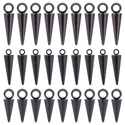 Unicraftale 30 pièces breloque cône noir 15.5-19.5mm style punk breloque pendentifs en acier inoxydable hypoallergénique breloque pendante pour boucle d'oreille bijoux