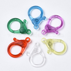 Transparent Acrylic Lobster CLaw Clasps, Mixed Color, 35.5x25x6mm, Hole: 3.5mm
