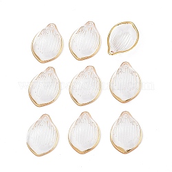 Transparent Acrylic Pendants, with Gold Stamping, Clear, 22x15.5x6mm, Hole: 1.6mm, about 1612pcs/500g