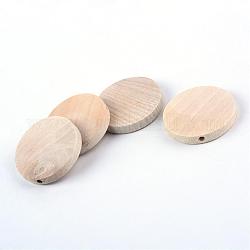 Perle di legno non finite, perle di legno naturali,  piombo libero, rotondo e piatto, 30x5mm, Foro: 2.5 mm