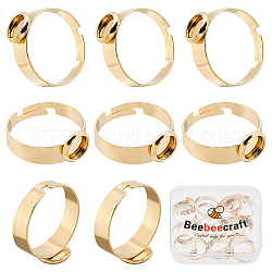 Beebeecraft 20 шт. регулируемые 304 компонента из нержавеющей стали кольца для пальцев, латунная фурнитура платформы для кольца, плоско-круглые, золотые, внутренний диаметр: 17~18 мм, лоток : 6 мм