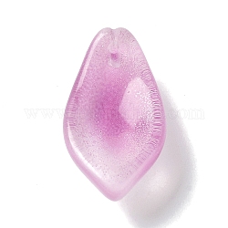 Two Tone Glass Pendants, Greater TianShan, Leaf Charms, Medium Orchid, 19.5x10.5x6mm, Hole: 1.2mm