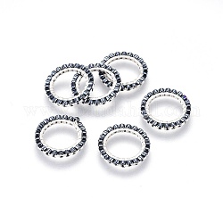 Miyuki & toho perles de rocaille japonaises faites à la main, avec anneaux connecteurs en 304 acier inoxydable, motif de tissage, anneau, couleur d'argent, gris foncé, 14.5~15x1.7mm