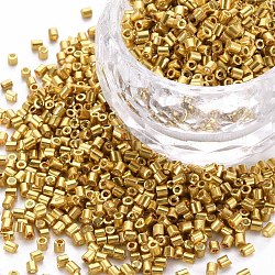 Perline di tromba in vetro, colori metallici, oro, 2.5~3x2mm, Foro: 0.9 mm, circa 15000pcs/libbra