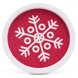 Kits de pintura de diamantes con tema navideño diy para niños, fabricación de marcos de fotos con patrón de copo de nieve, con diamantes de imitación de la resina, pluma, plato de bandeja y arcilla de cola, rojo, 19.7x1.6 cm, diámetro interior: 16.9 cm
