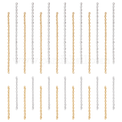 UNICRAFTALE About 120Pcs 4 Style 304 Stainless Steel Cable Chains End Chains Extender Unwelded End Findings Ends with Chain Extender 50/25mm Long for Jewlery Making Golden Stainless Steel Color