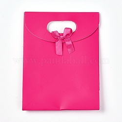 Bolsas de regalo de papel con diseño bowknot de la cinta, para la fiesta, cumpleaños, celebraciones de bodas y fiestas, de color rosa oscuro, 16x12x0.4 cm