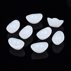 Imitation de perles de verre de jade, lingot, blanc, 7~8x15x10.5mm, Trou: 1.4~1.6mm