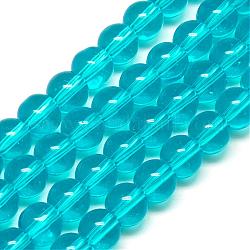 Transparent Glass Beads Strands, Round, Dodger Blue, 12mm, Hole: 1.5mm, about 14 inch/strand, about 28pcs/strand