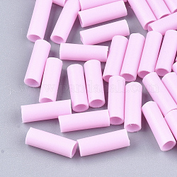Gummiperlen, Tube, Perle rosa, 12~12.5x4~4.5 mm, Bohrung: 3 mm, ca. 4000 Stk. / 500 g