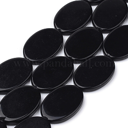 Cuentas sintéticas piedras negras hebras, Plano Oval, 33x23x5mm, agujero: 1.5 mm, 12 pcs / Hilo, 15.7 pulgada