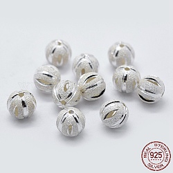 925 Sterling Silber Zwischenperlen, facettiert, matt, Runde, Silber, 6 mm, Bohrung: 1 mm