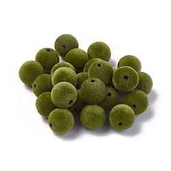 Flocky акриловыми шариками, круглые, оливковый, 16 мм, отверстие : 1.8 мм