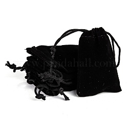 Bolsas de terciopelo rectángulo, bolsas de regalo, negro, 7x5 cm
