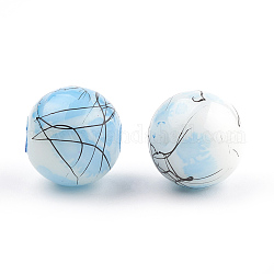 Chapelets de perles en verre peint brossé & cuisant, ronde, bleu ciel, 10mm, Trou: 1mm, Environ 80 pcs/chapelet, 31.4 pouce