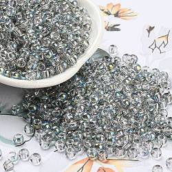 Transparentes perles de rocaille en verre, demi-plaqué, deux tons, ronde, gainsboro, 6/0, 4x3mm, Trou: 1.4mm