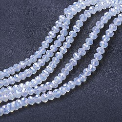Galvanisieren Glasperlen, imitatorische Jade Perlen, ab Farbe plattiert, facettiert, Rondell, Minzcreme, 8x6 mm, Bohrung: 1 mm, ca. 68~70 Stk. / Strang, 16 Zoll (40 cm)