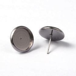 Accessoires des clous d'oreilles en 304 acier inoxydable, couleur inoxydable, 13.5mm, Plateau: 12 mm, pin: 0.8 mm