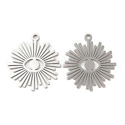 304 Stainless Steel Pendants, Eye Charm, Stainless Steel Color, 34x30x1.5mm, Hole: 2.2mm