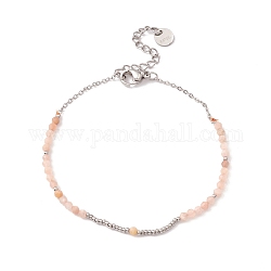 Bracelet rond en perles de verre pour femme, couleur inoxydable, 6-5/8 pouce (16.8 cm)