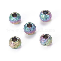 Ионное покрытие (ip) 304 текстурированные шарики из нержавеющей стали, круглые, Радуга цветов, 5x4 мм, отверстие : 2 мм
