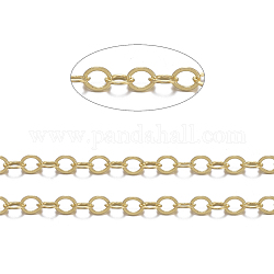 Brass Flat Oval Cable Chains, Unwelded, with Spool, Cadmium Free & Nickel Free & Lead Free, Golden, 3.5x3x0.5mm, about 301.83 Feet(92m)/roll