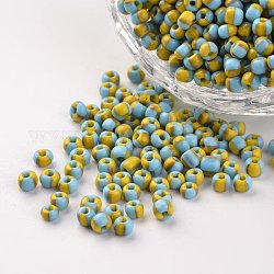 8/0 opaken Farben sickern Glasperlen, Runde Saatperlen, Himmelblau, 2.5~3x2~3 mm, Bohrung: 0.8 mm, ca. 15000 Stk. / 450 g