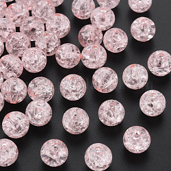 Perline di acrilico trasparente crackle, tondo, roso, 10x9mm, Foro: 2 mm, su 940 pc / 500 g.