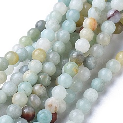 Natural Flower Amazonite Beads Strands, Round, 4mm, Hole: 0.8mm, about 89pcs/strand, 15 inch