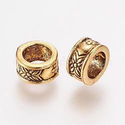 Perline foro grande in lega sitle tibetano, anello, oro antico, 8x4.5mm, Foro: 5 mm